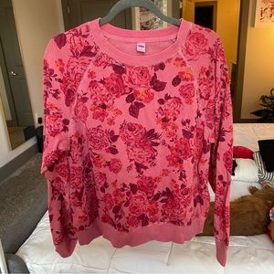 Old navy Pink floral crewneck sweater size medium
